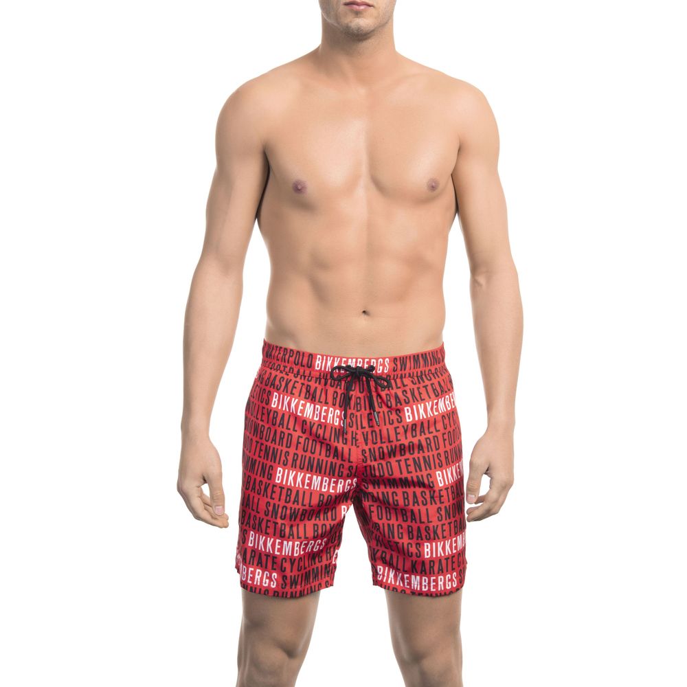 "Rote Polyester-Badeshorts für Herren"
