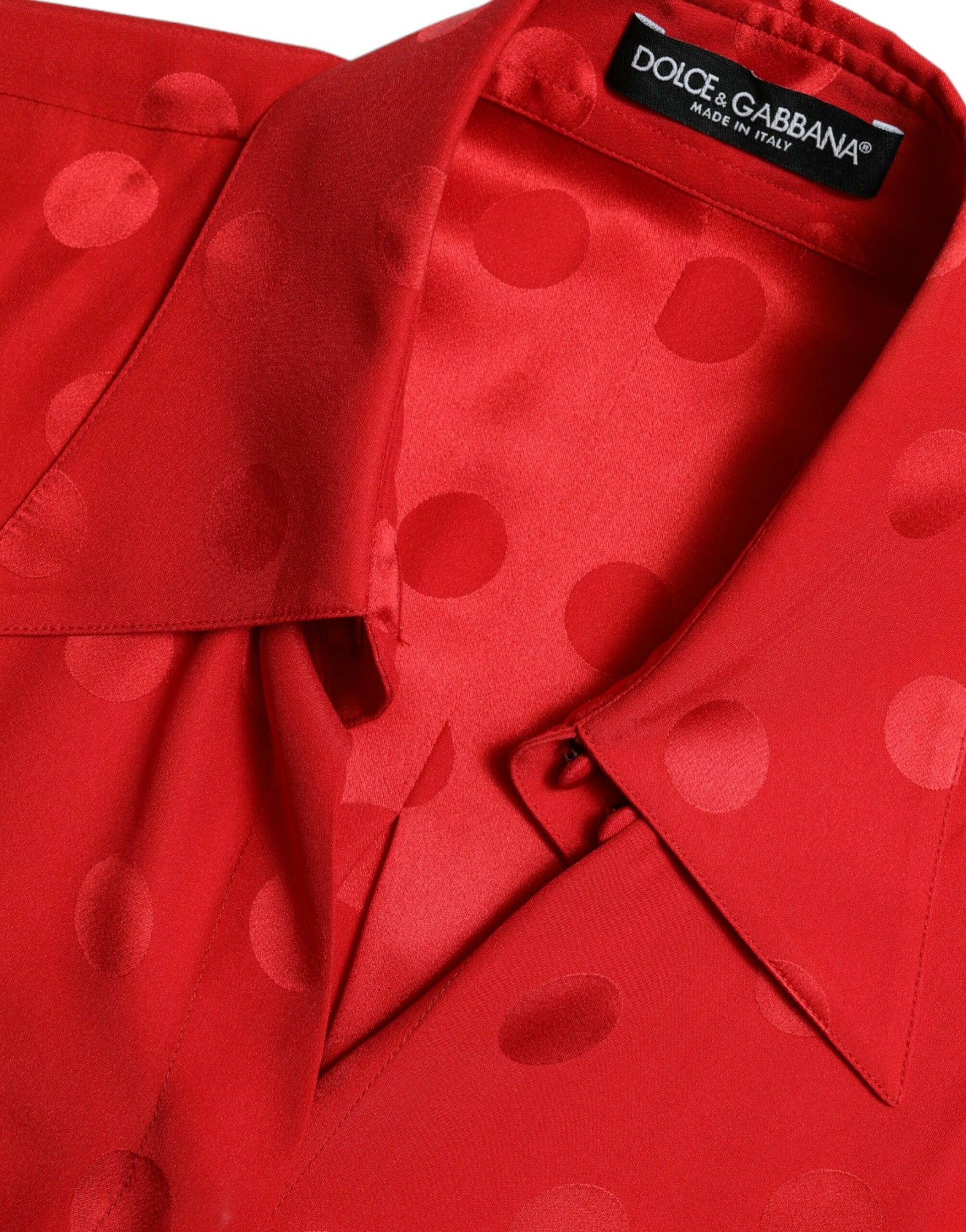 Rotes, gepunktetes, ärmelloses Blusentop mit Kragen
