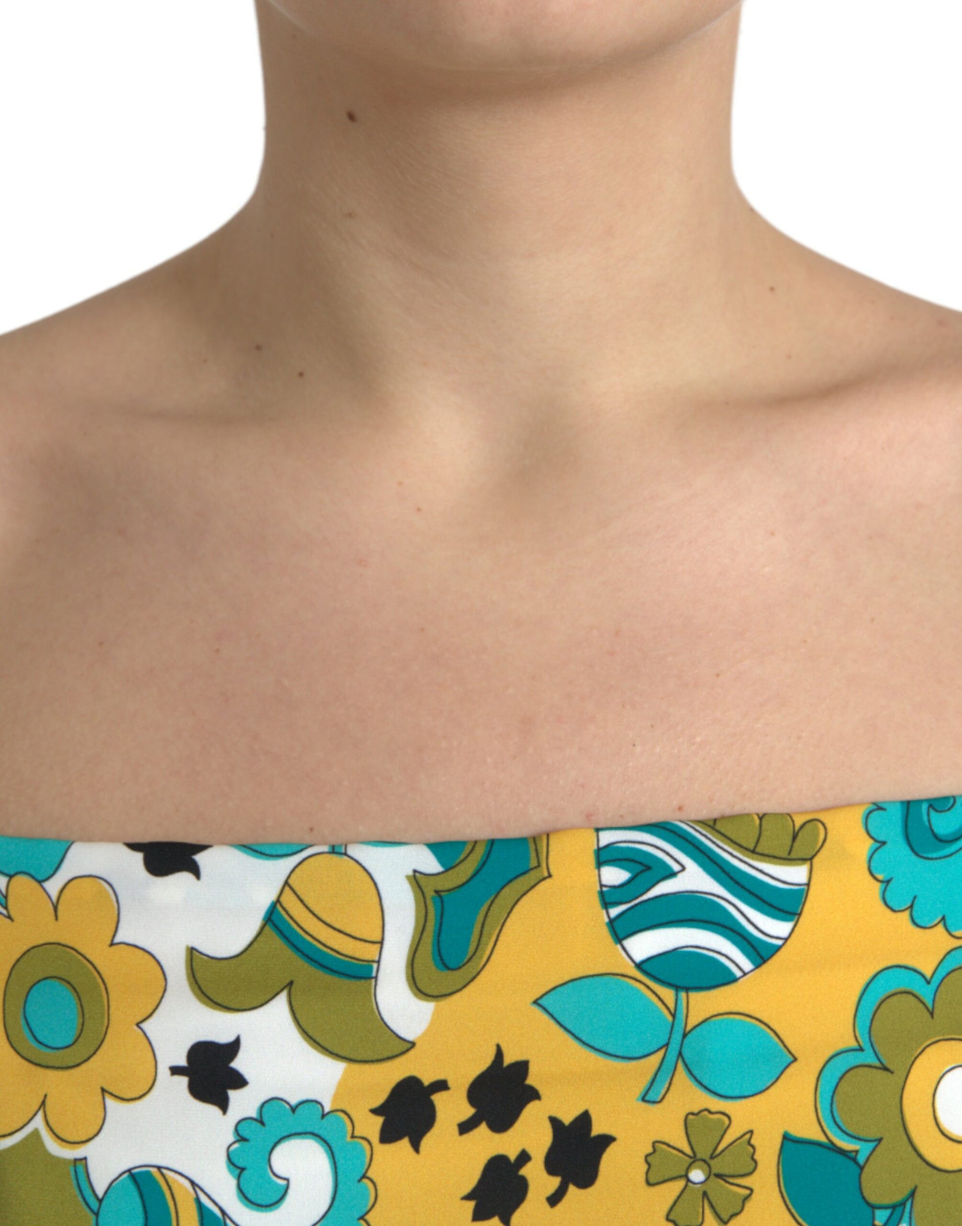 Ärmelloses Crop-Top mit mehrfarbigem Blumenmuster