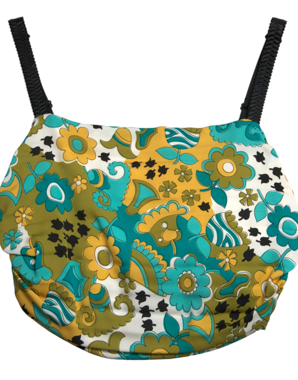 Ärmelloses Crop-Top mit mehrfarbigem Blumenmuster