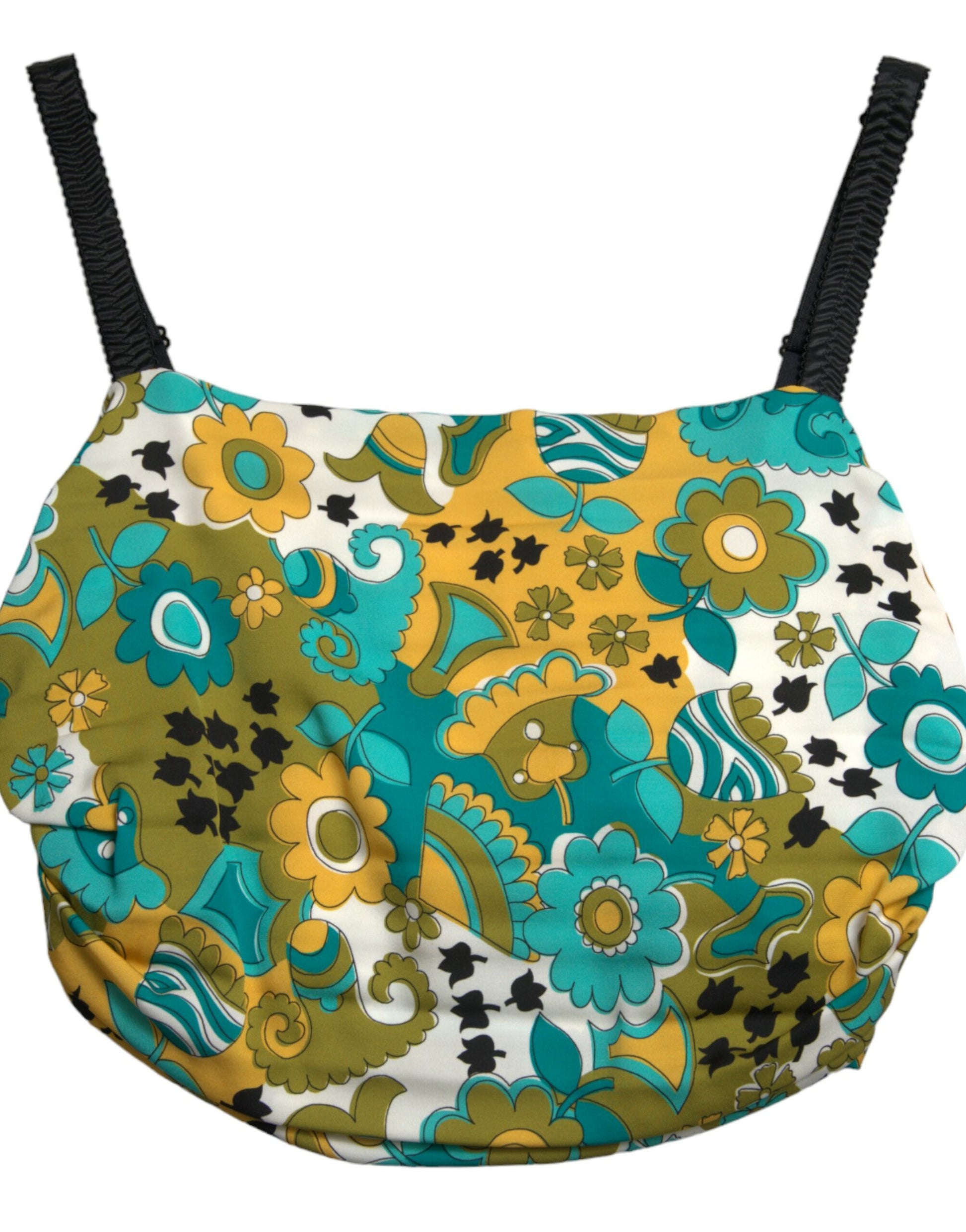 Ärmelloses Crop-Top mit mehrfarbigem Blumenmuster