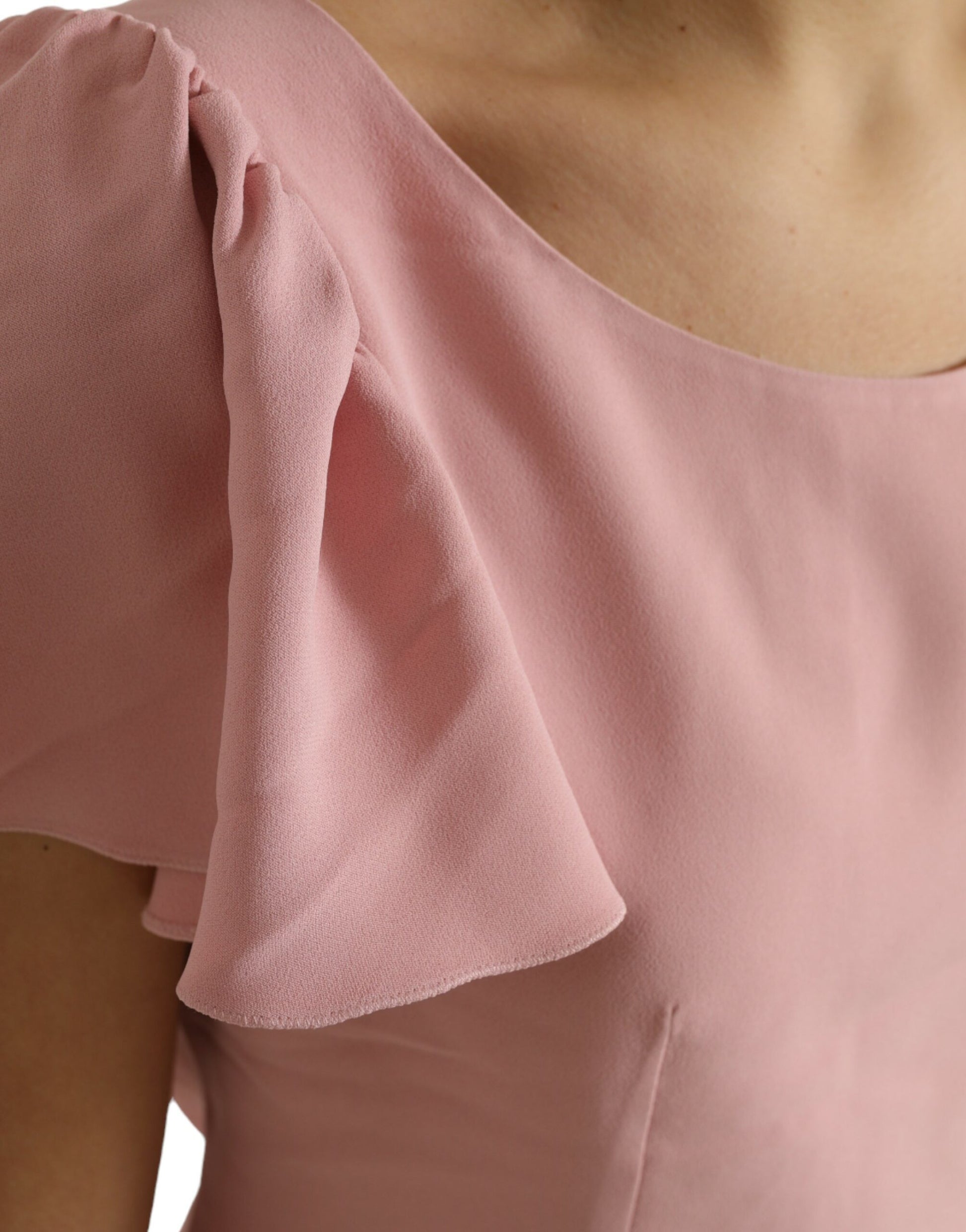 Rosa Bluse mit kurzen Ärmeln und Rundhalsausschnitt