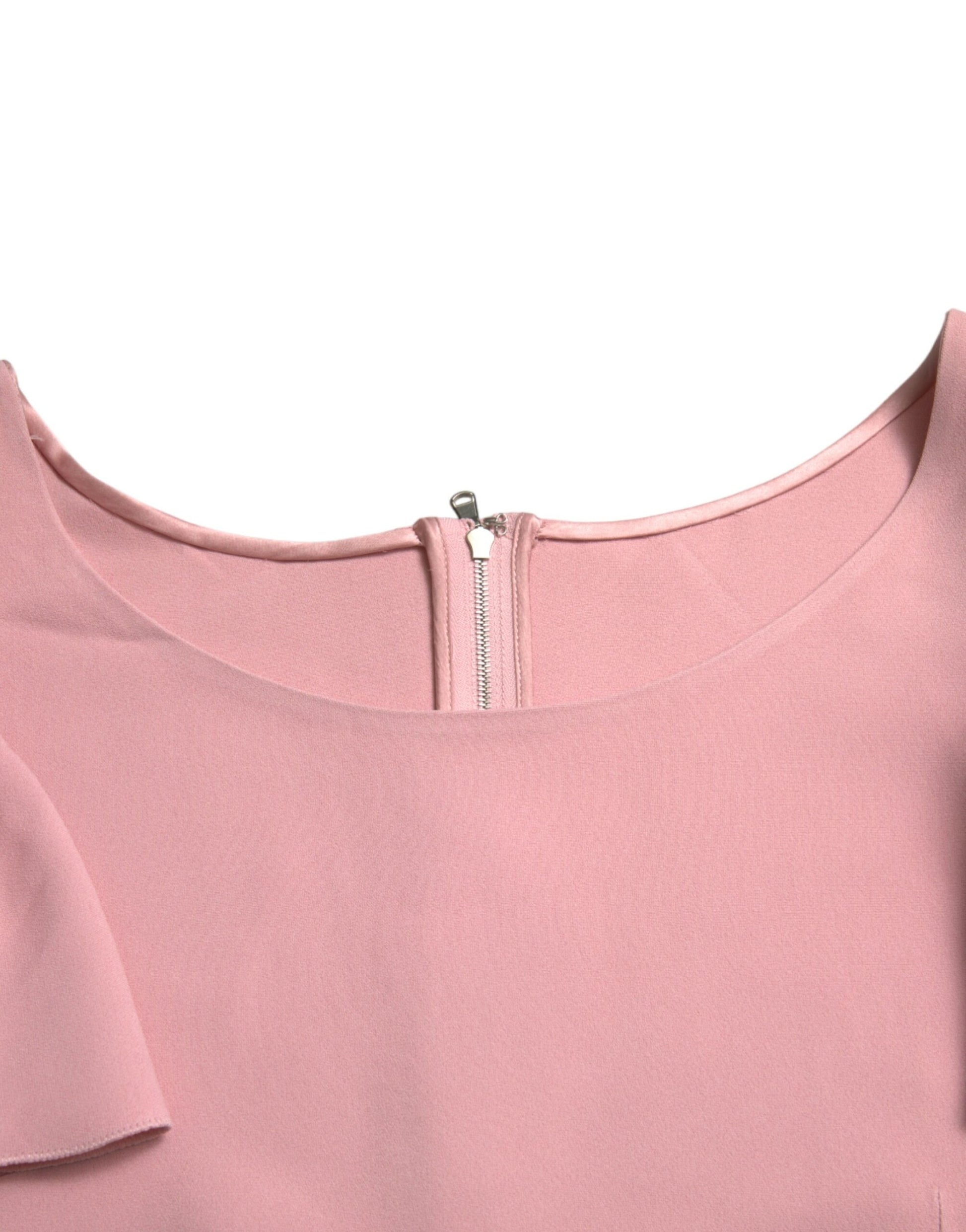 Rosa Bluse mit kurzen Ärmeln und Rundhalsausschnitt