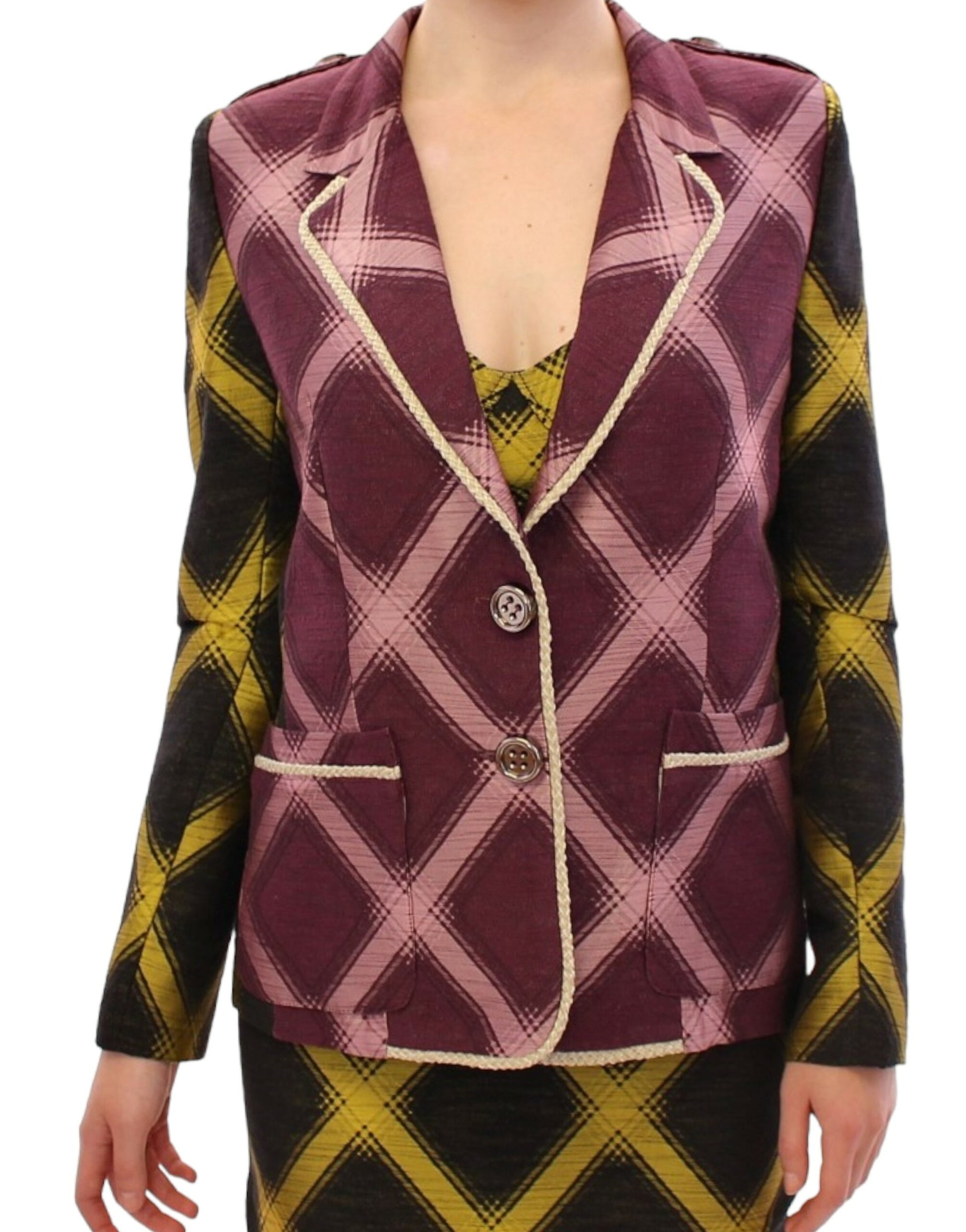 Lila karierte Blazerjacke