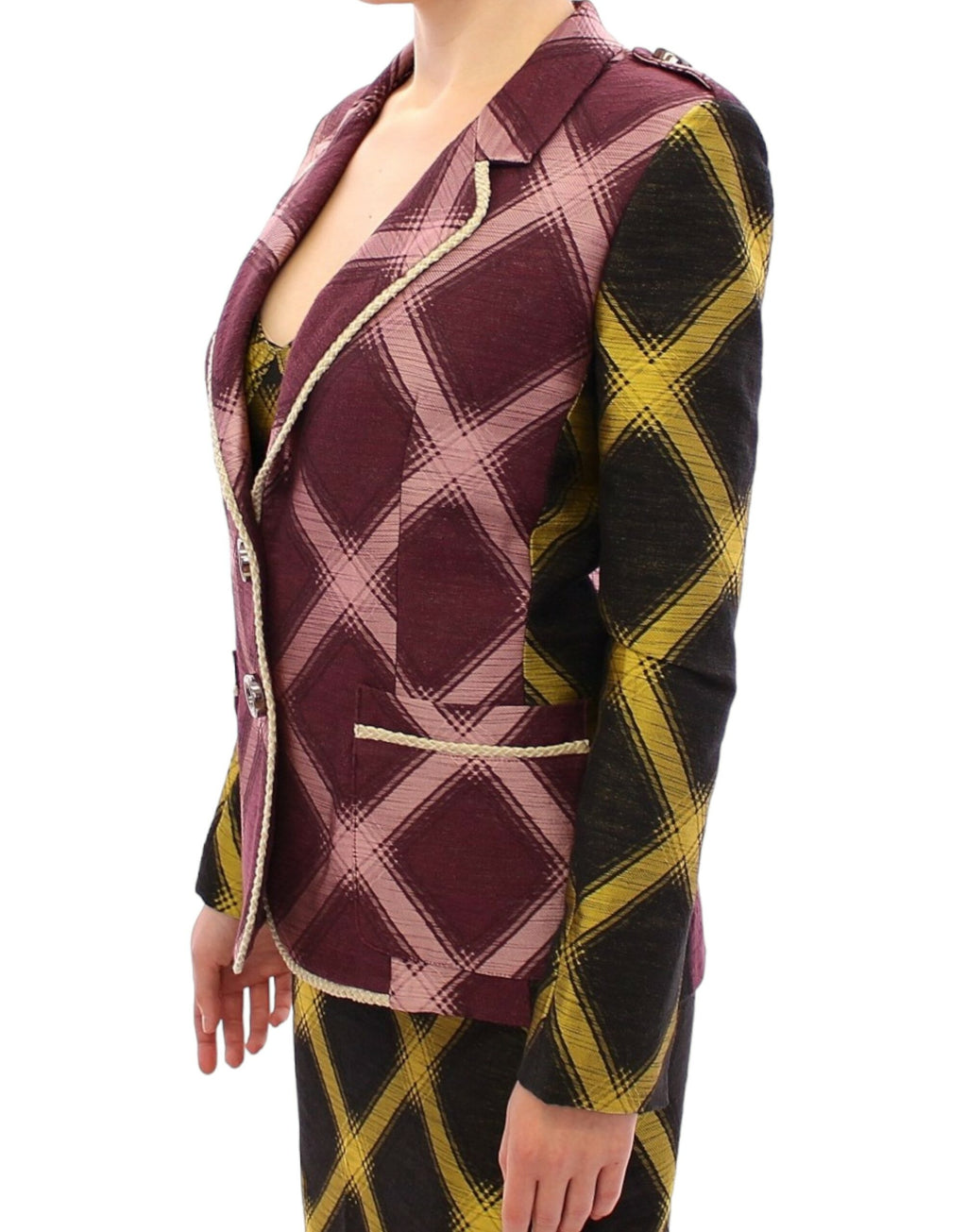 Lila karierte Blazerjacke
