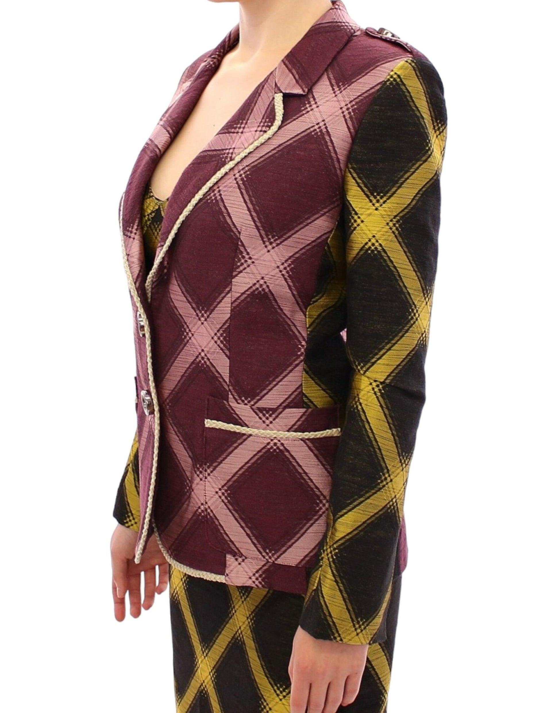 Lila karierte Blazerjacke