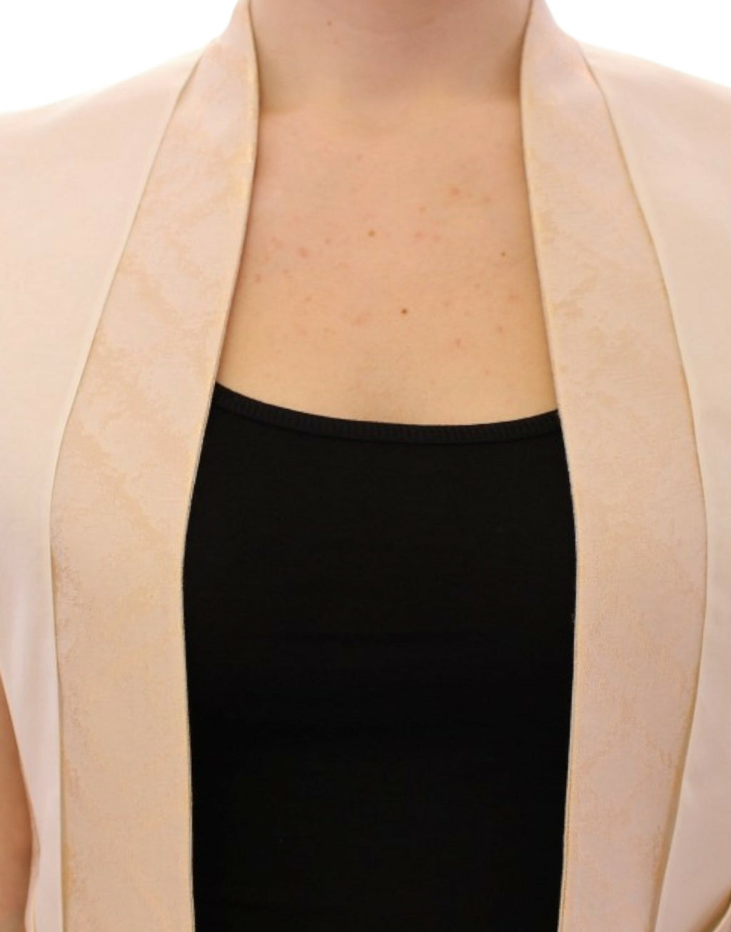 Beige ärmellose Jacke aus Brokat