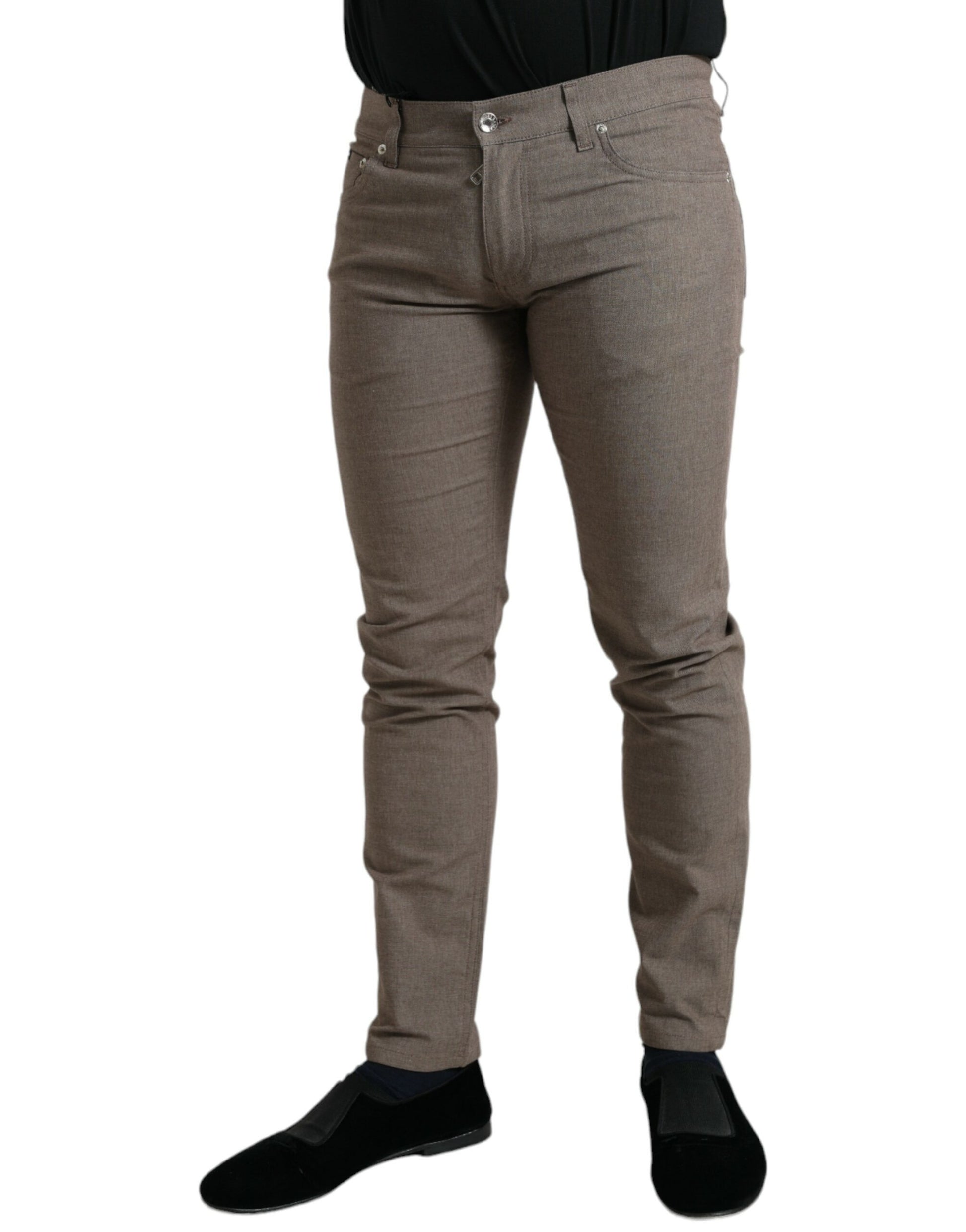 Braune Skinny-Hose aus Baumwollstretch für Herren