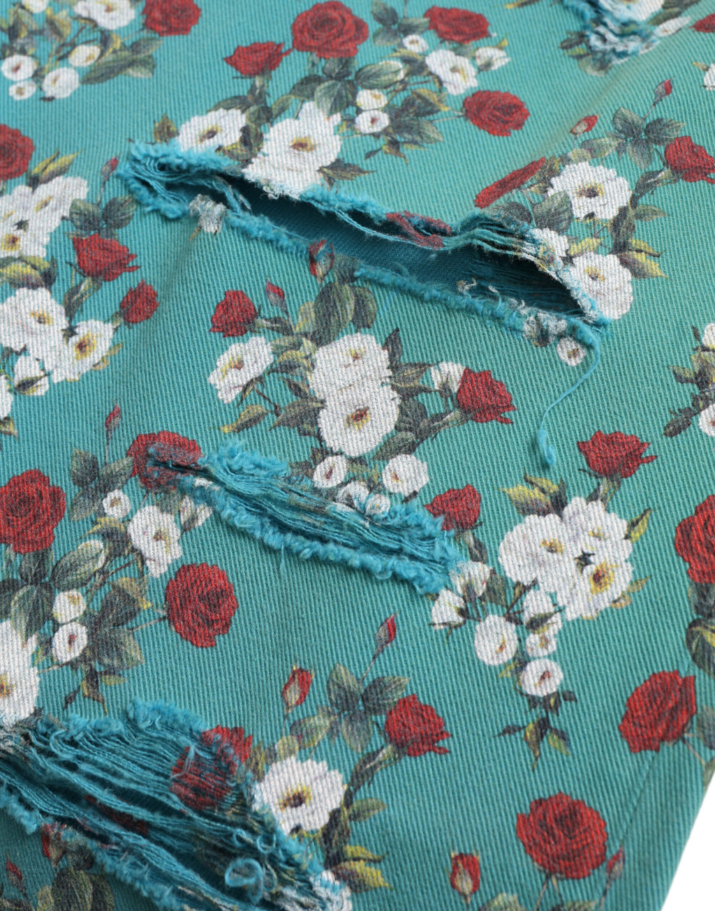 Blaue Skinny-Jeans aus Baumwolle mit Blumenmuster
