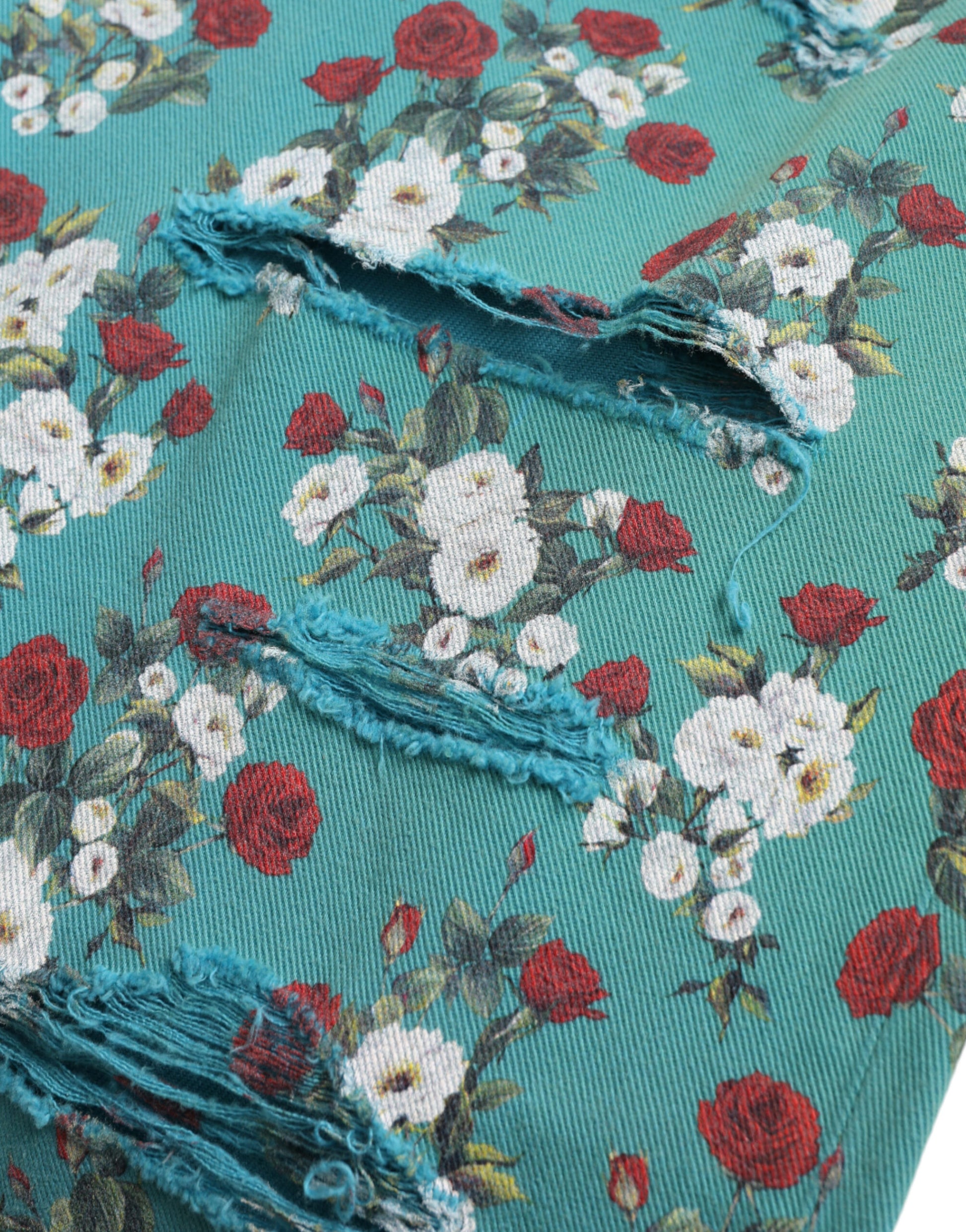 Blaue Skinny-Jeans aus Baumwolle mit Blumenmuster