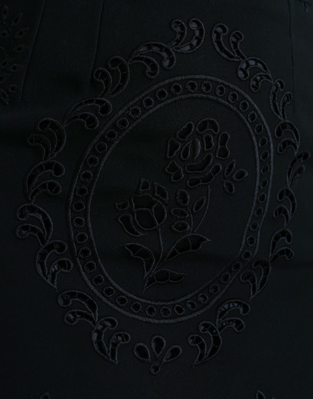 Dolce & Gabbana Black Floral Lace Viscose Bodycon Midi Dress