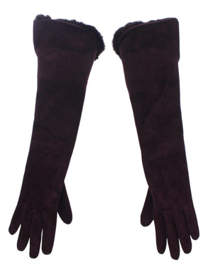 Lila Nerzpelz Ziegenleder Wildleder Handschuhe