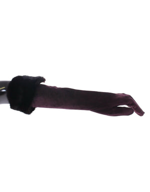 Lila Nerzpelz Ziegenleder Wildleder Handschuhe