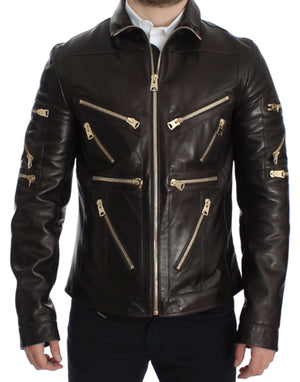 Braune Reißverschlussjacke aus Lammleder