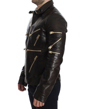 Braune Reißverschlussjacke aus Lammleder