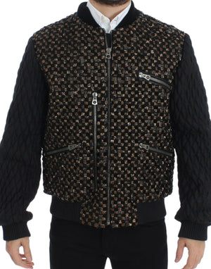 Schwarze Jacke aus Ziegenleder mit Pailletten