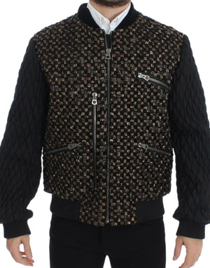 Schwarze Jacke aus Ziegenleder mit Pailletten