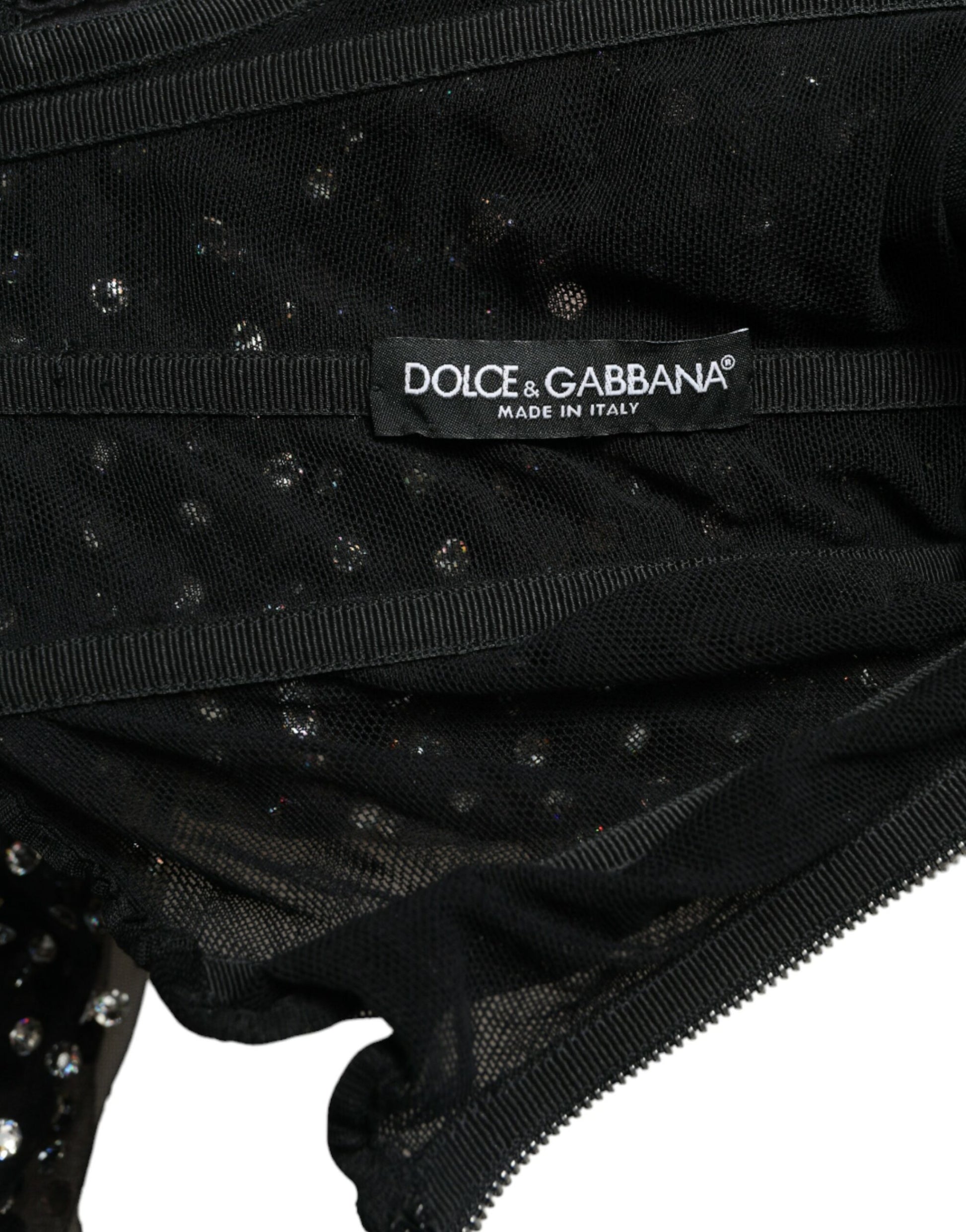 Dolce & Gabbana Black Crystal Embellished A-line Gown Dress