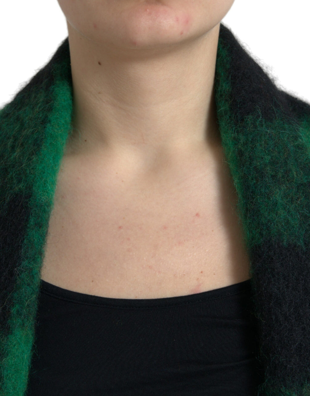 Schwarz-grüne Buffalo Check Poncho-Manteljacke