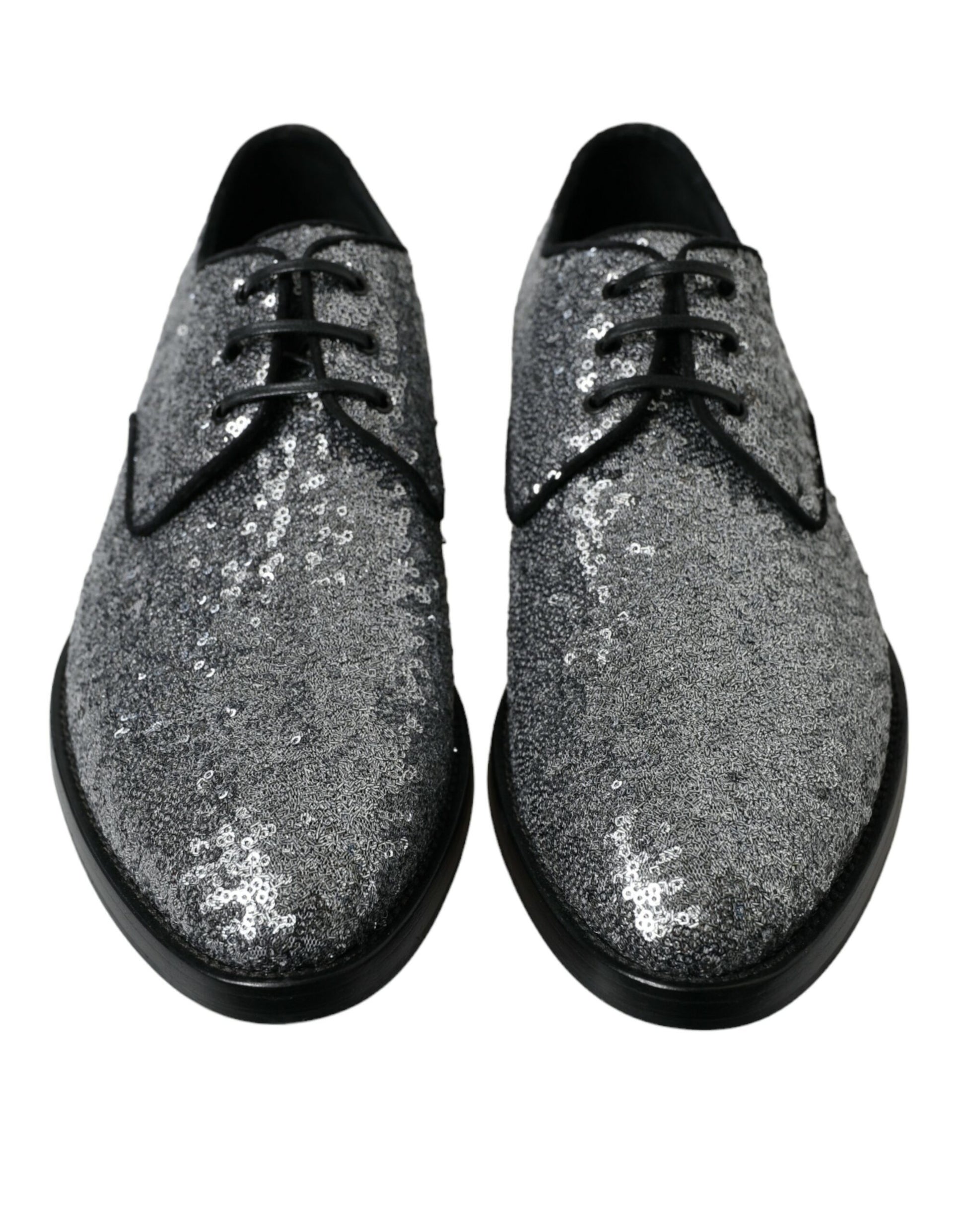 Silberne Derby-Schnürschuhe mit Pailletten für Herren