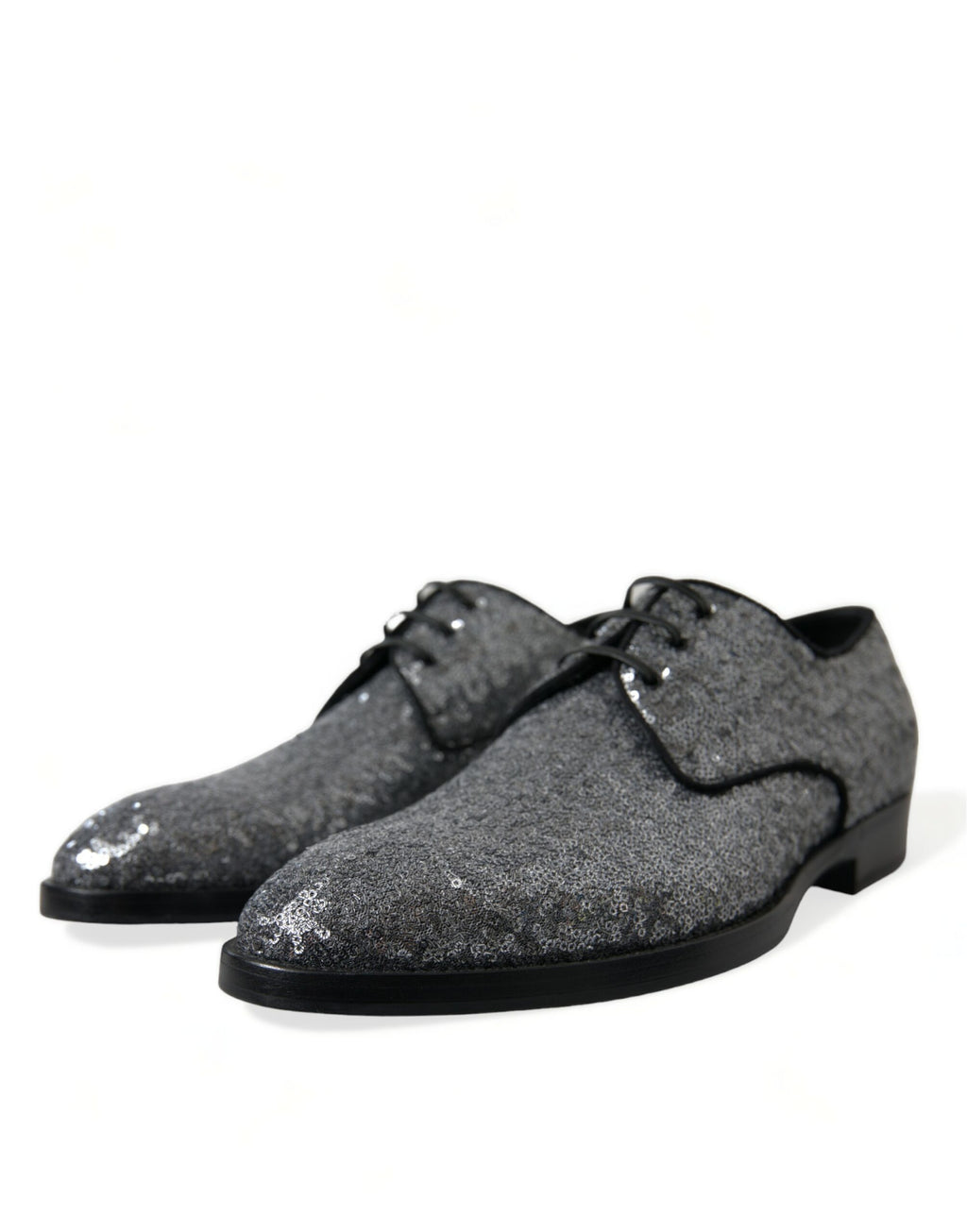 Silberne Derby-Schnürschuhe mit Pailletten für Herren