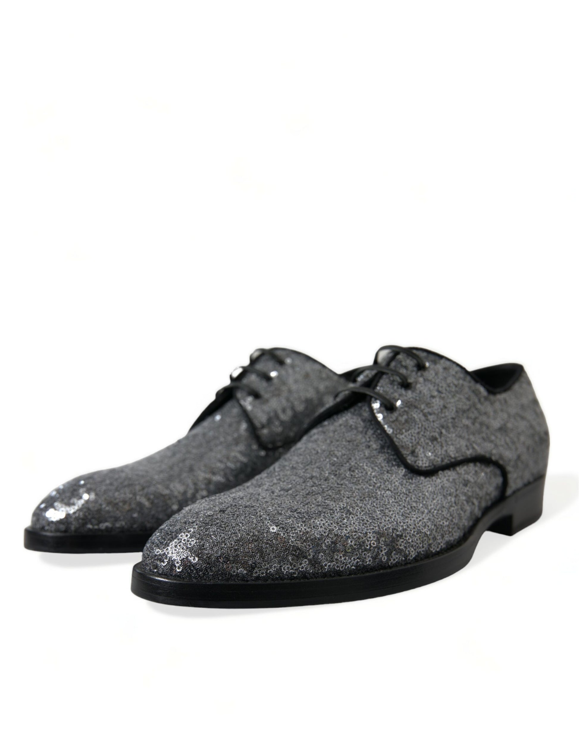 Silberne Derby-Schnürschuhe mit Pailletten für Herren