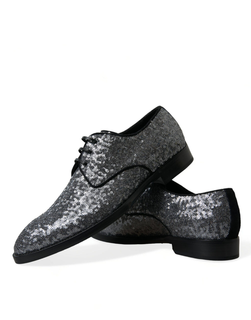Silberne Derby-Schnürschuhe mit Pailletten für Herren