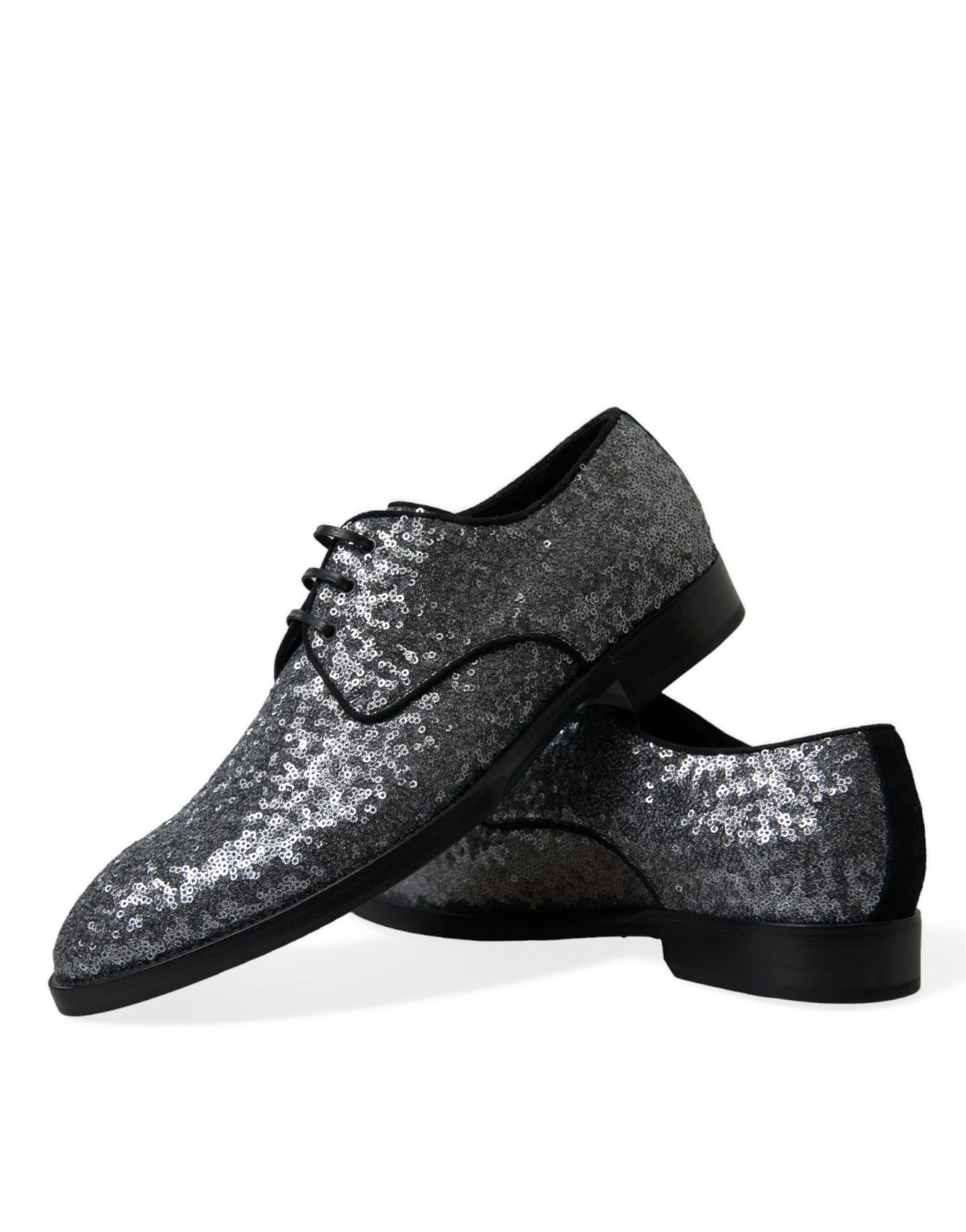 Silberne Derby-Schnürschuhe mit Pailletten für Herren