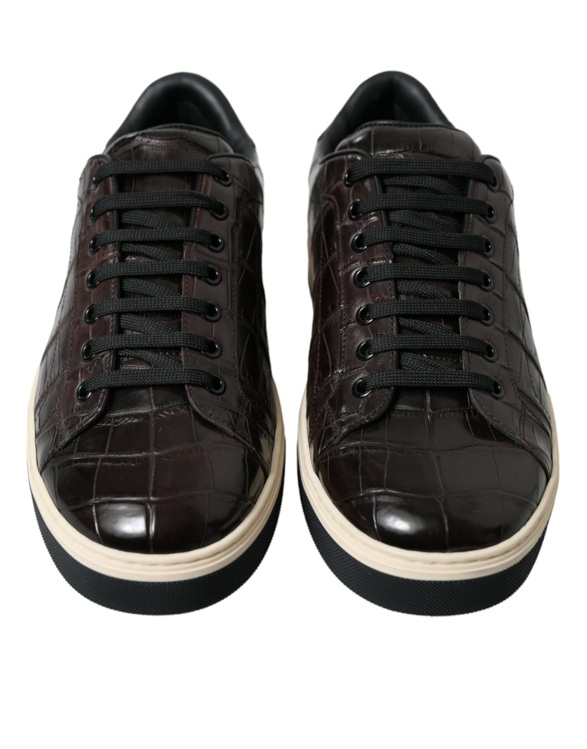 Braune Krokodil Exotische Leder Herren Casual Sneakers Schuhe