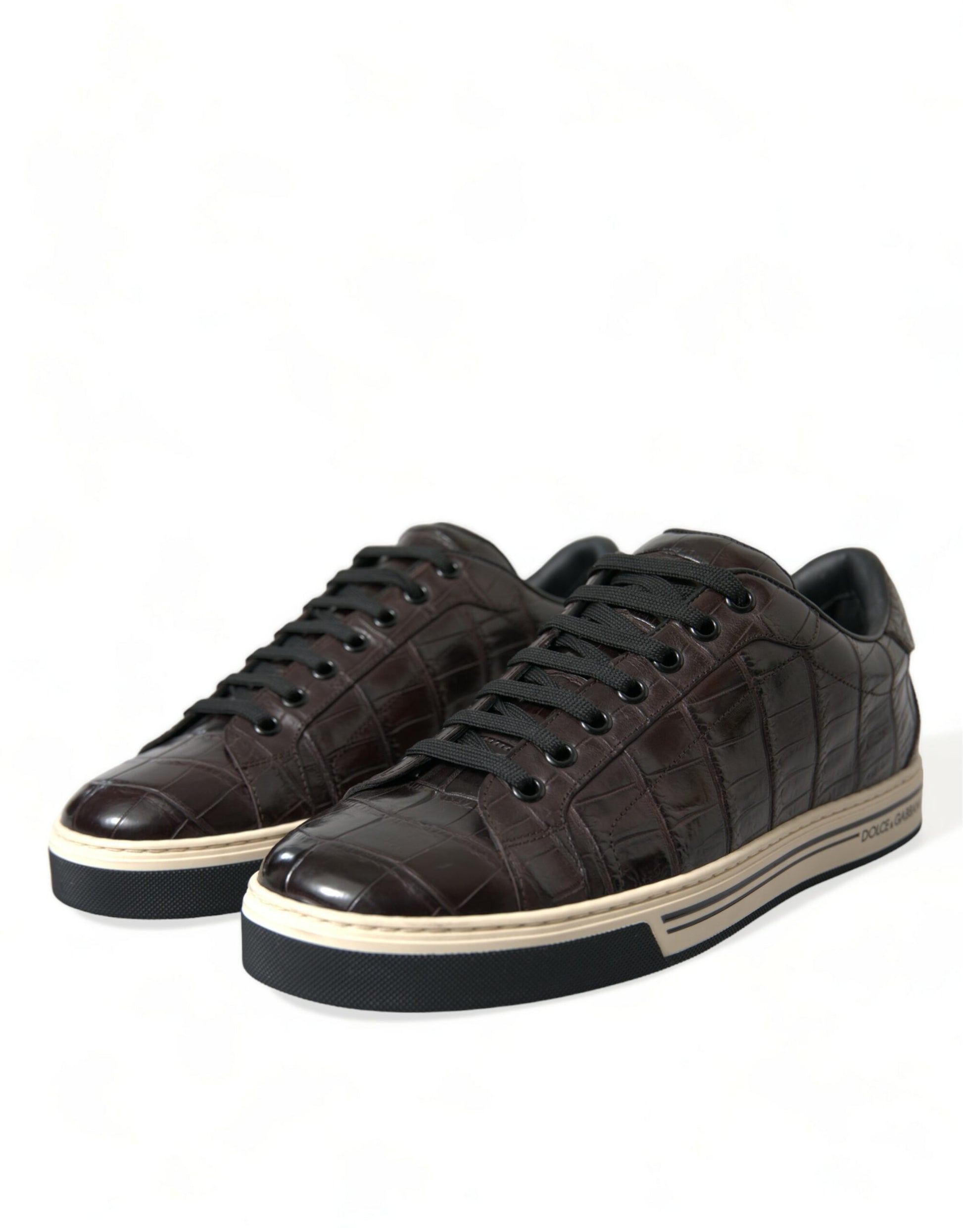 Braune Krokodil Exotische Leder Herren Casual Sneakers Schuhe