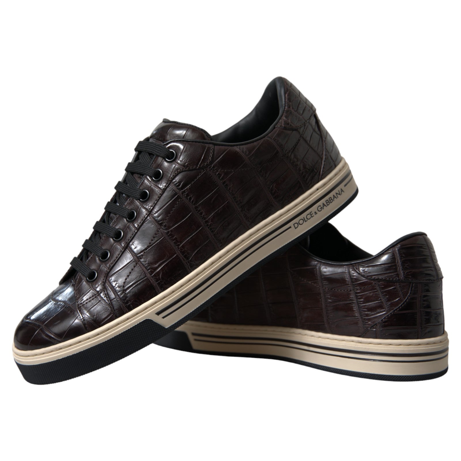 Braune Krokodil Exotische Leder Herren Casual Sneakers Schuhe