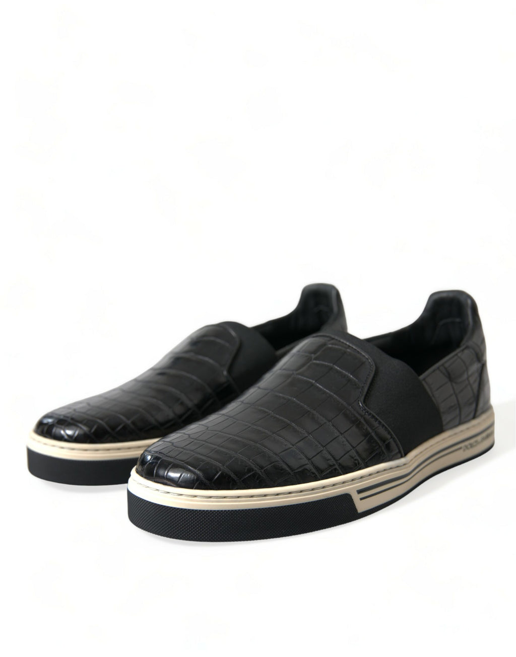 Schwarze Krokodil-Sneakers aus exotischem Leder