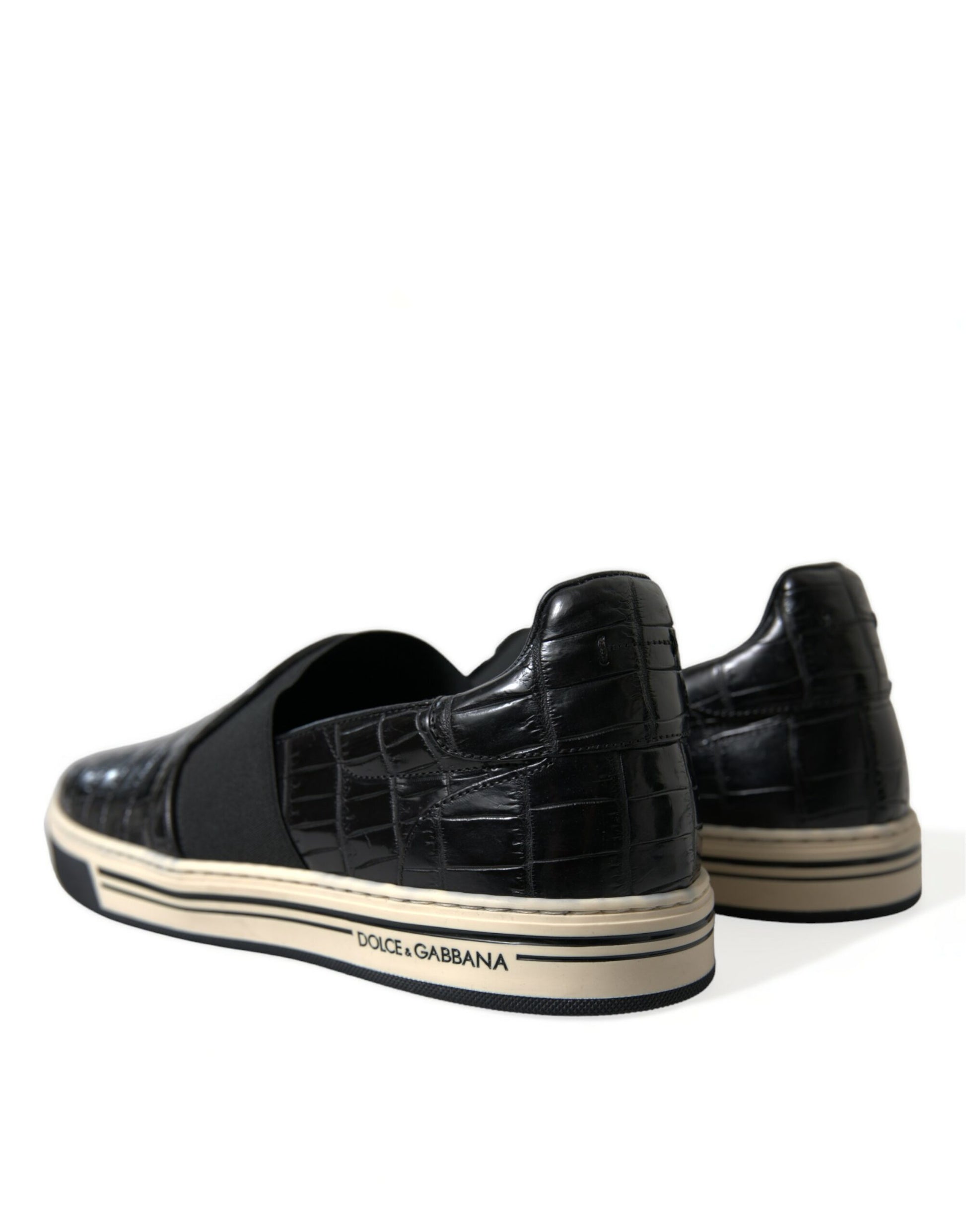 Schwarze Krokodil-Sneakers aus exotischem Leder