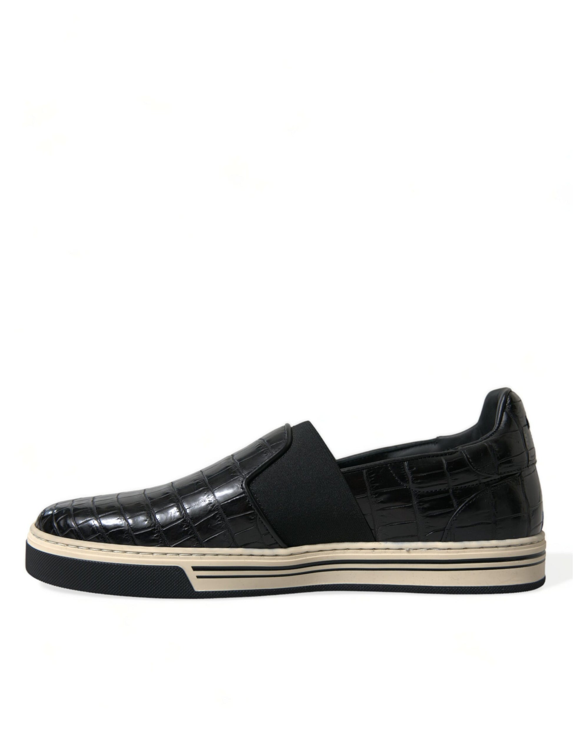 Schwarze Krokodil-Sneakers aus exotischem Leder