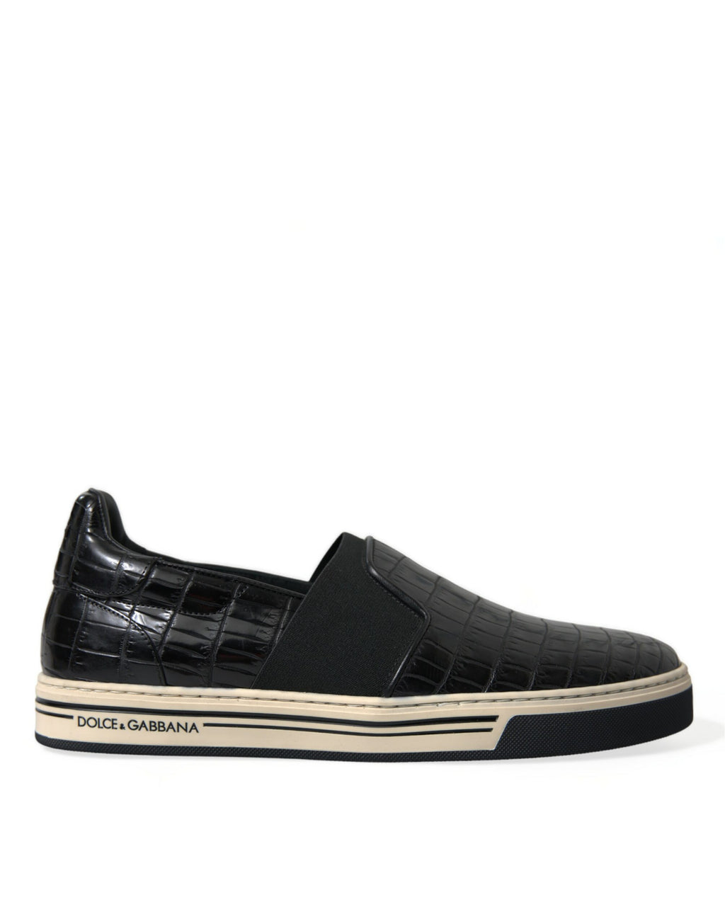 Schwarze Krokodil-Sneakers aus exotischem Leder