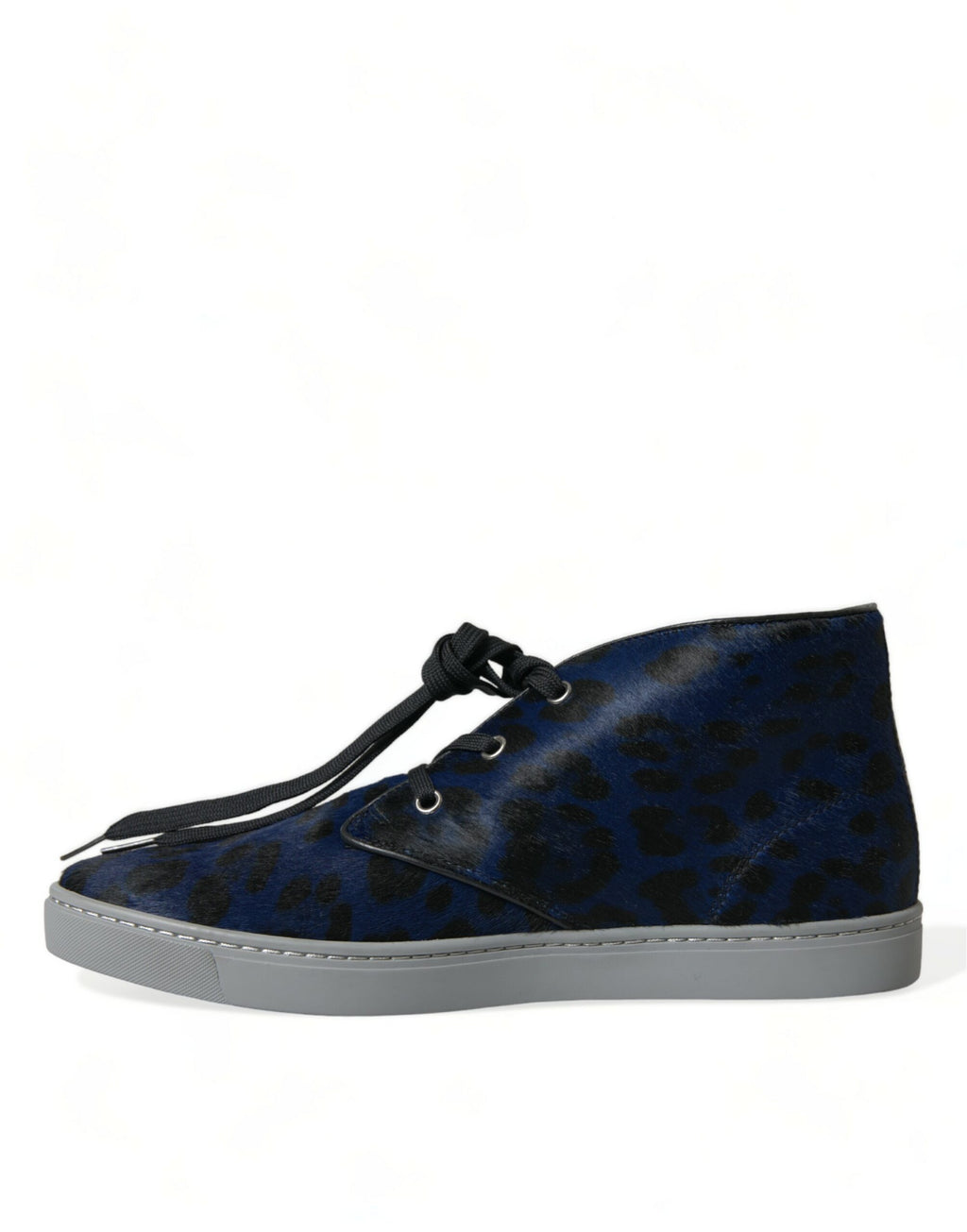 Blaue Kalbsleder Leopard Mid Top Sneakers Schuhe