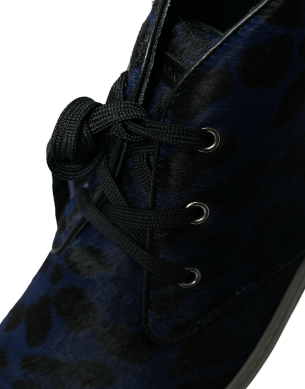 Blaue Kalbsleder Leopard Mid Top Sneakers Schuhe