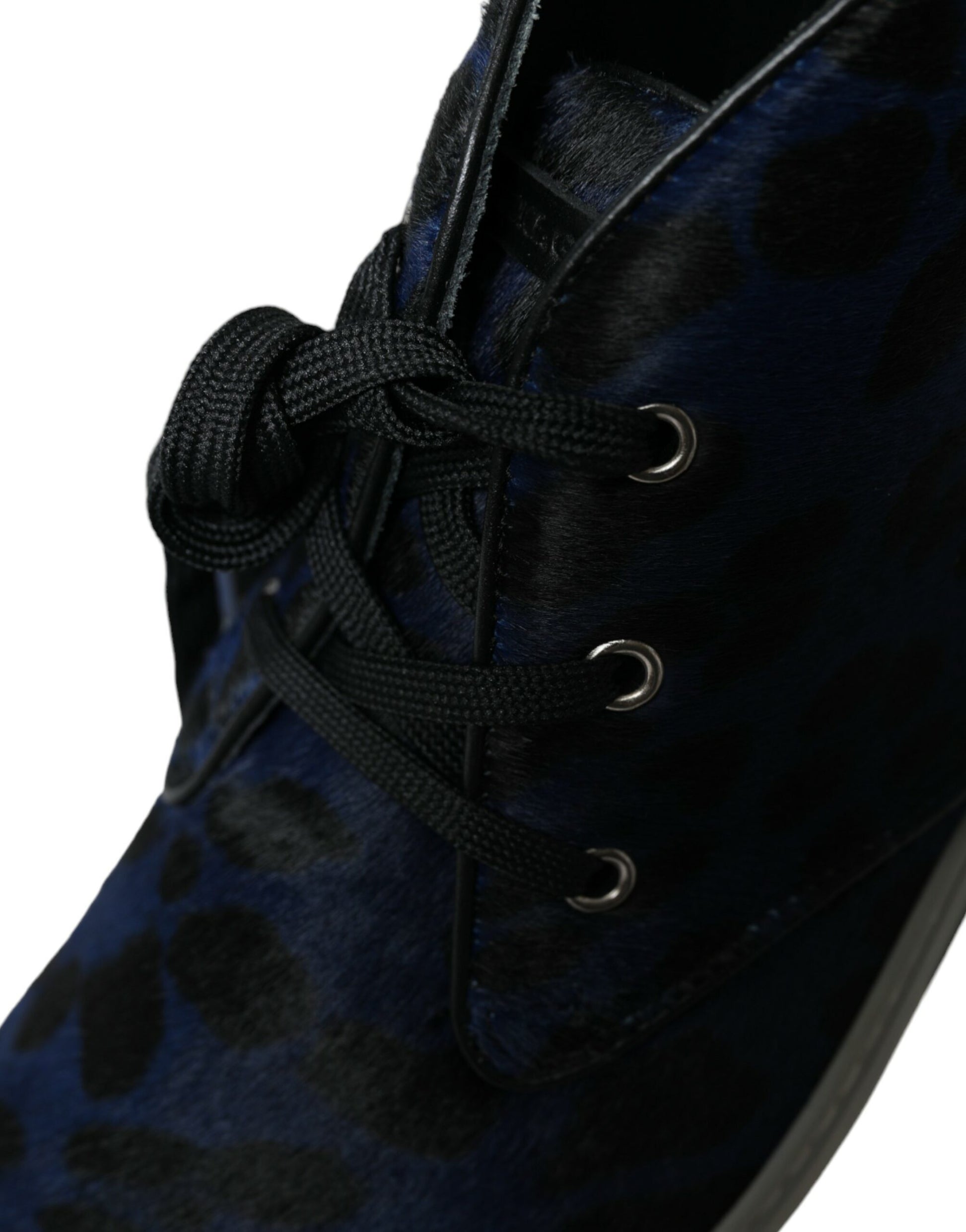 Blaue Kalbsleder Leopard Mid Top Sneakers Schuhe