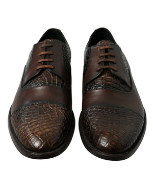 Braune Oxford-Schnürschuhe aus exotischem Leder