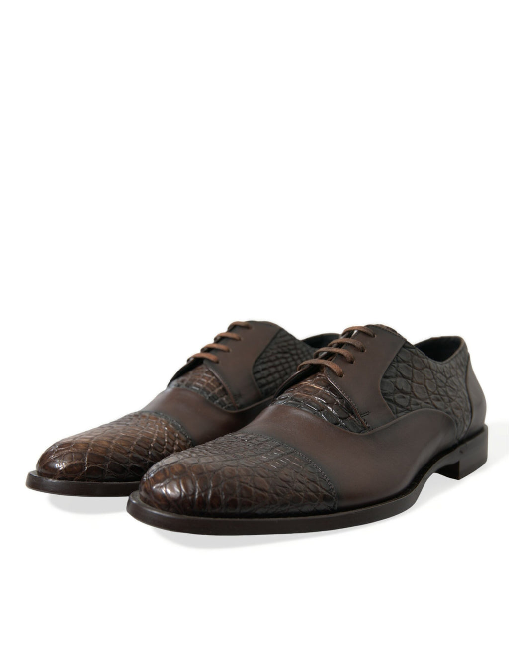 Braune Oxford-Schnürschuhe aus exotischem Leder