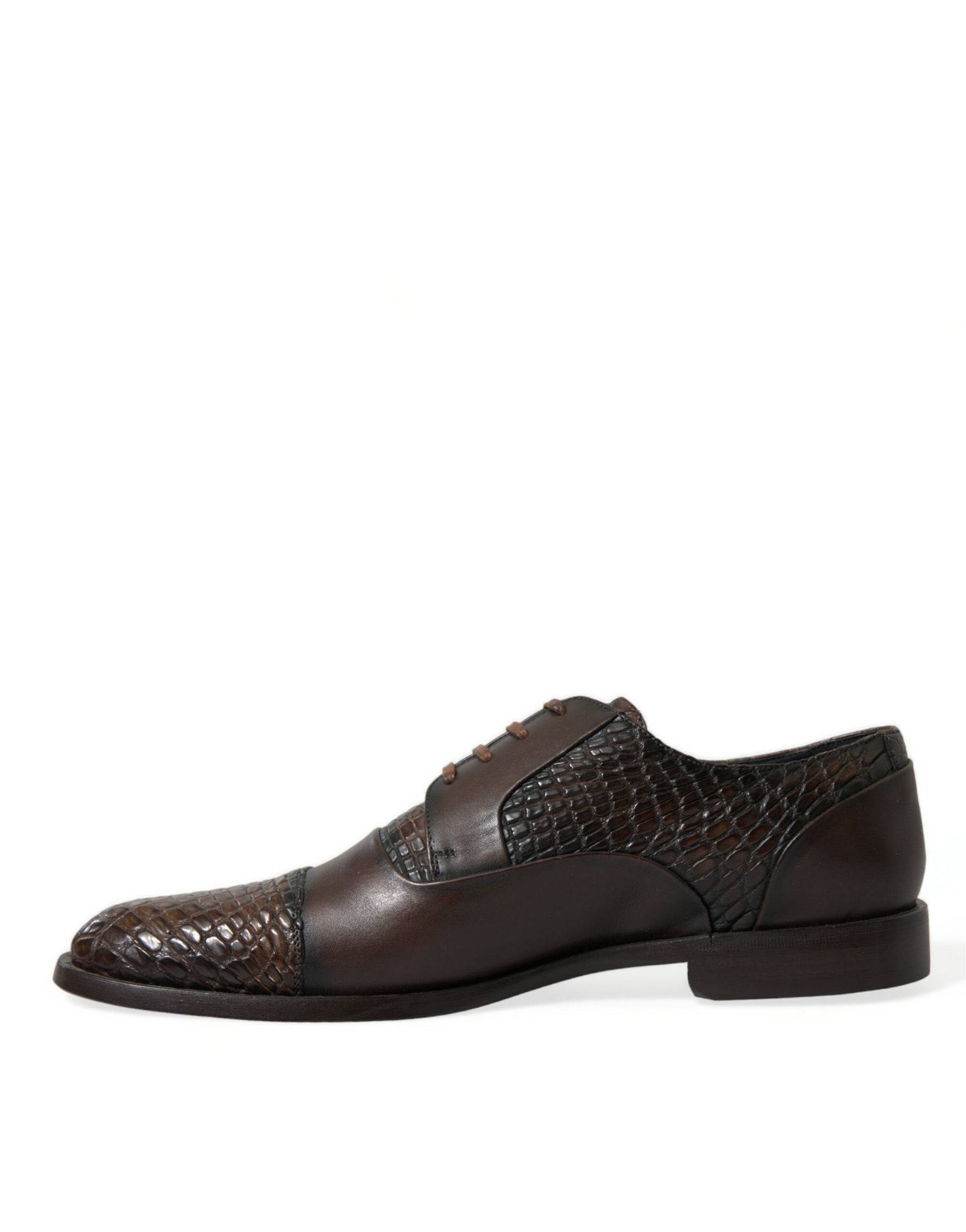 Braune Oxford-Schnürschuhe aus exotischem Leder