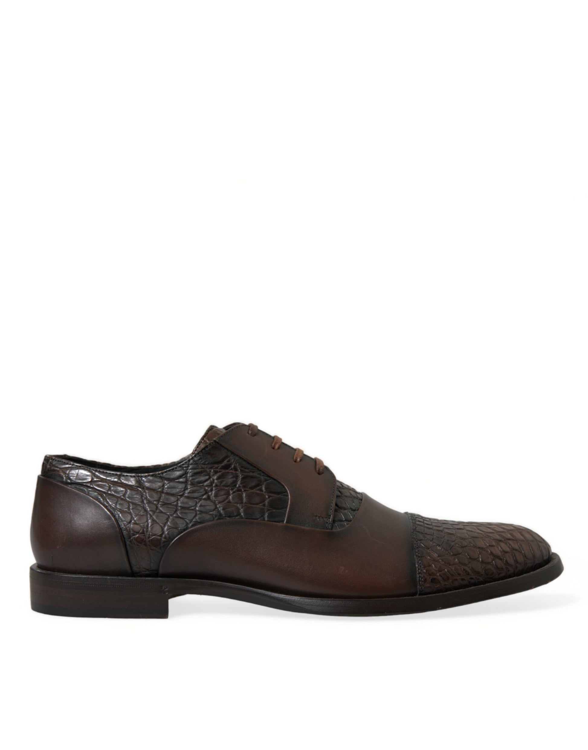 Braune Oxford-Schnürschuhe aus exotischem Leder