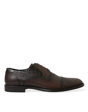 Braune Oxford-Schnürschuhe aus exotischem Leder
