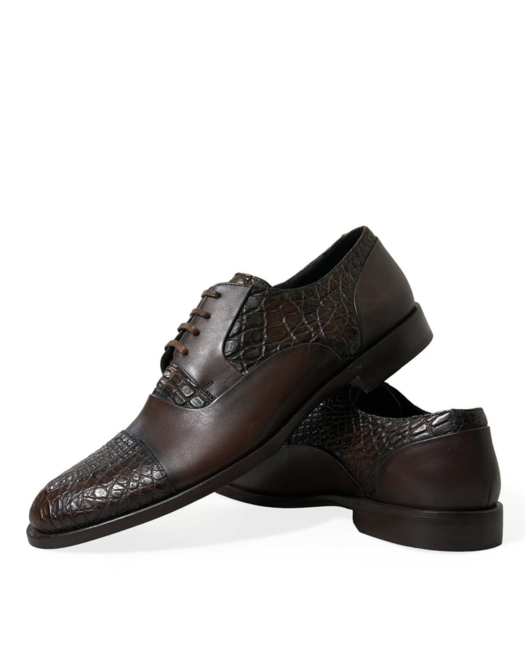 Braune Oxford-Schnürschuhe aus exotischem Leder