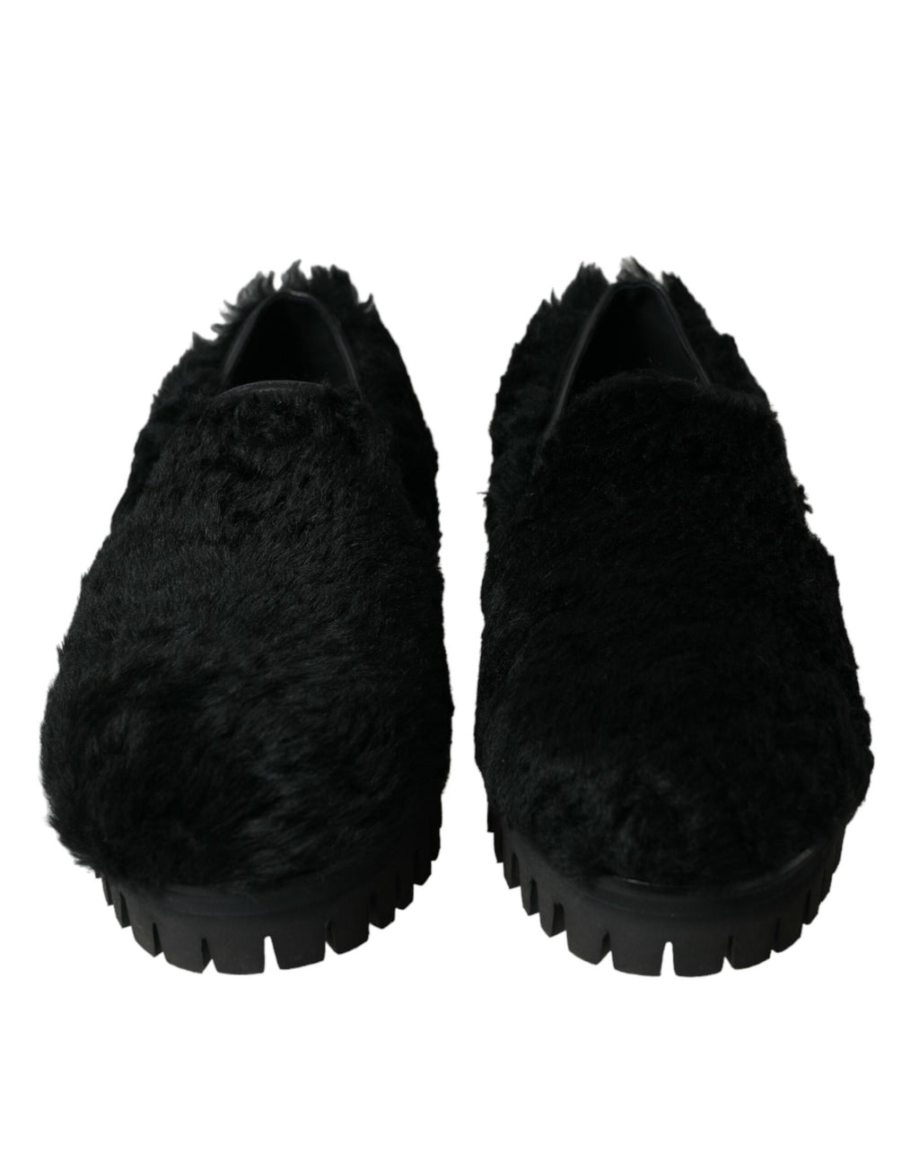 Schwarze Pelz-Leder-Hausschuhe, Abendschuhe
