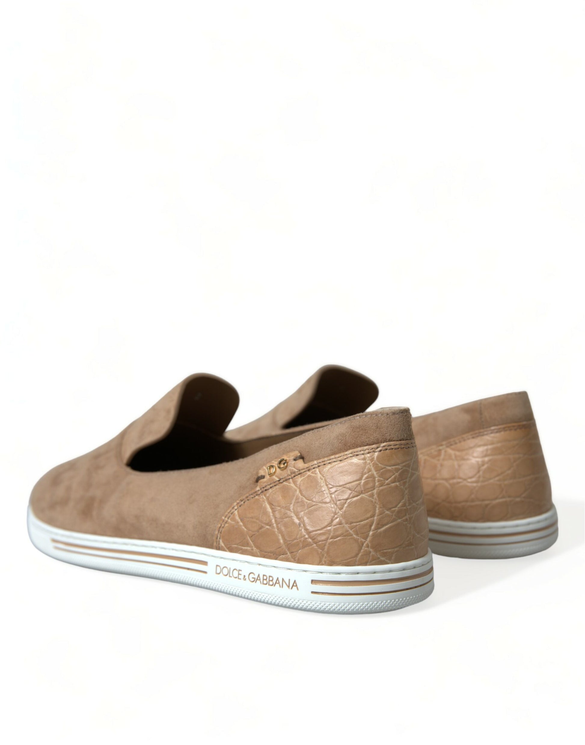 Beige Wildleder Caiman Herren Loafer Hausschuhe Schuhe