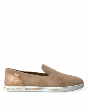 Beige Wildleder Caiman Herren Loafer Hausschuhe Schuhe