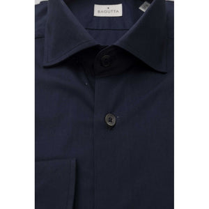 Blue Cotton Men Slim Shirt