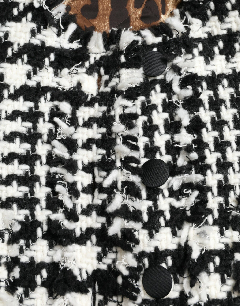 Schwarz-weiße Trenchcoat-Jacke mit Hahnentrittmuster