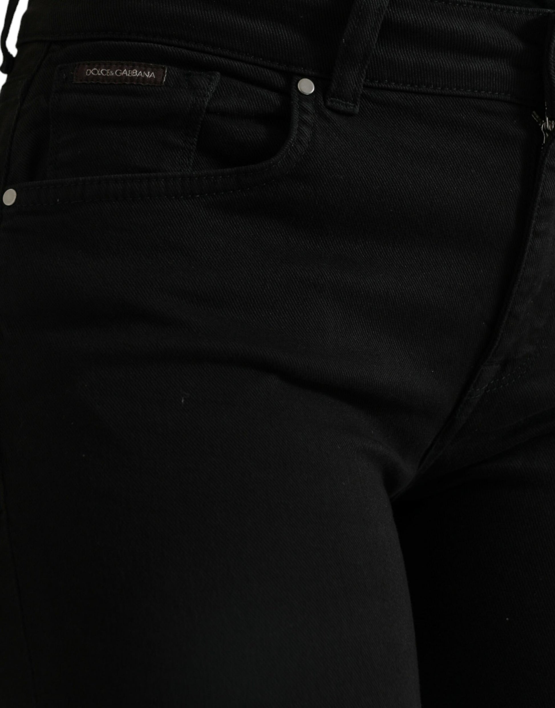 Schwarze Skinny-Jeans aus Baumwolle mit mittlerer Taille